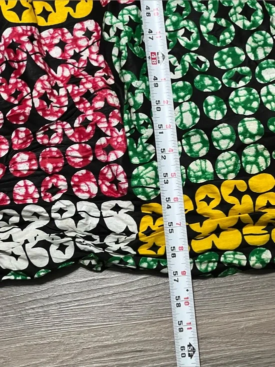 African Stars One Size Maxi Dress White Green Long Sleeve Cotton Tribal Ethnic - Picture 10 of 11